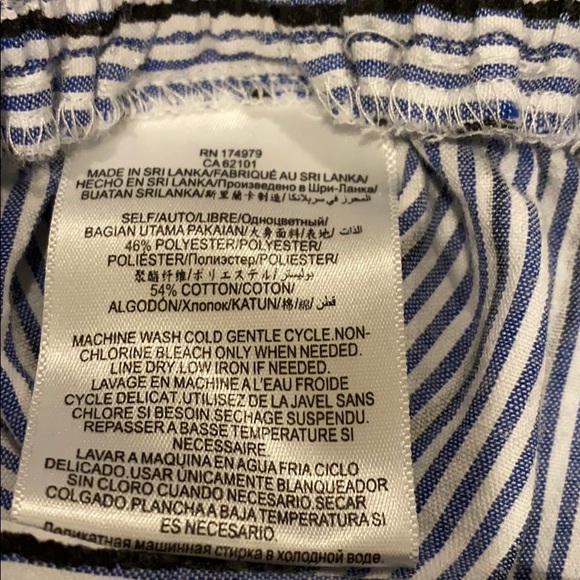 Linen stripped cropped pants with elastic waist - Picture 4 of 4